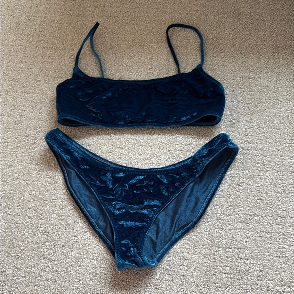 TRAINGL SWIMSUIT VELVET BLUE SIZE S TOP AND BOTTOM